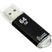 Память Smart Buy «V-Cut»  64GB, USB 2.0 Flash Drive, черный (металл. корпус )