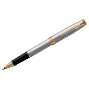 Ручка-роллер Parker «Sonnet Stainless Steel GT» черная, 0,8мм, подарочная упаковка