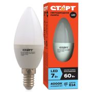 Лампа светодиодная Старт LED, серия «ЭКО» 7W40, тип С «свеча», E14, 4000К, холодный свет, 15000ч