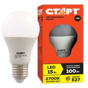 Лампа светодиодная Старт LED, серия «ЭКО» 15W30, тип А «груша» E27, 2700К, теплый свет, 15000ч