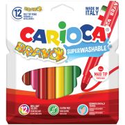 Фломастеры Carioca «Bravo», 12цв., утолщенные, смываемые, картон, европодвес
