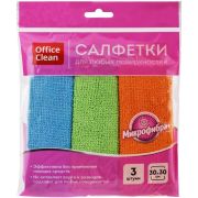 Салфетки для уборки OfficeClean «Стандарт», набор 3шт., микрофибра, 30*30см, европодвес