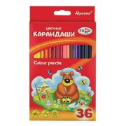 Карандаши цветные Гамма «Мультики», 36цв., трехгранные, заточен., картон. упаковка, европодвес