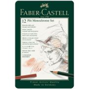 Набор художественных изделий Faber-Castell «Pitt Monochrome», 12 предметов, метал. коробка