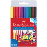 Фломастеры Faber-Castell «Grip», 10цв., трехгранные, смываемые, пластик. уп., европодвес