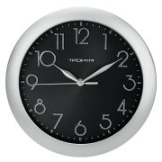 Часы настенные ход плавный, Troyka 11170182, круглые, 29*29*3,5, серебристая рамка