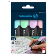 Набор текстовыделителей Schneider «Job» 04цв., пастельные ассорти, 1-5мм, прозрачный чехол/картонная упаковка