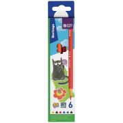 Карандаши цветные Berlingo «SuperSoft. Жил-был кот», 06цв., трехгран., заточен., картон, европодвес