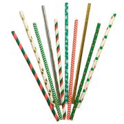 Трубочки для коктейля ПатиБум «Праздничное ассорти», ассорти, бумажные, 10шт.