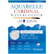 Альбом для акварели, 10л., А3, на склейке Clairefontaine «Cardinal», 300г/м2, торшон, холод. пресс., 30% хлопок