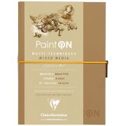 Скетчбук для смешанных техник 32л., А5 Clairefontaine «Paint ON», на сшивке, легкое зерно, натур., кожзам, 250г/м2