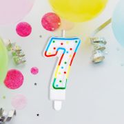 Свеча для торта с держателем MESHU «Цифра 7», 8,5см, блистер