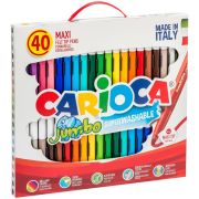 Фломастеры Carioca «Jumbo», 40шт., 24цв., утолщенные, смываемые, картон, с ручкой