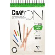 Скетчбук - блокнот 30л., А4 Clairefontaine «Cray ON», на гребне, мелкозерн., 160г/м2