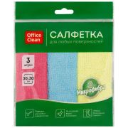 Салфетки для уборки OfficeClean «Стандарт», 3шт., микрофибра, 30*30см, европодвес