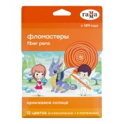 Фломастеры Гамма «Оранжевое солнце», 12цв.(6 обычных + 6 пастельных цветов), 12шт., смываемые, картон. упаковка, европодвес