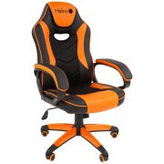 Кресло игровое Helmi HL-S16 «Pilot», экокожа, черная/оранжевая, механизм качания