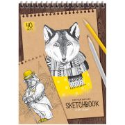Скетчбук 40л., А5 ArtSpace «Craft style», на гребне, крафт, 80г/м2