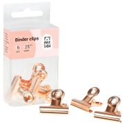 Зажимы-бульдоги для бумаг 25мм, MESHU «Rose Gold», 6шт., бокс с европодвесом