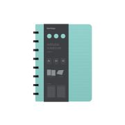 Бизнес-тетрадь А5+, 80л., Berlingo «Instinct», клетка, на кольцах, с возм. зам. блока, 80г/м2, пластик. (полифом) обл., линейка-заклад., мятный/чер.
