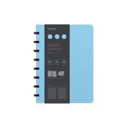 Бизнес-тетрадь А5+, 80л., Berlingo «Instinct», клетка, на кольцах, с возм. зам. блока, 80г/м2, пластик. (полифом) обл., линейка-заклад., аквамар./чер.
