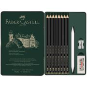 Набор карандашей ч/г матовых Faber-Castell «Pitt Graphite Matt» HB, 2B, 4B, 6B, 8B, 10B, 12B, 14B, заточ, ластик, метал.точилка, растушевка, метал.кор