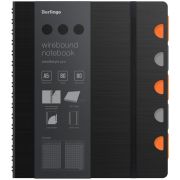 Бизнес-тетрадь А5+, 80л., Berlingo «Steel&Style Pro», клетка, на гребне, 80г/м2, перфорация, разделители, линейка, закладка, черная