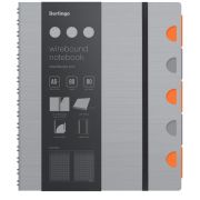 Бизнес-тетрадь А5+, 80л., Berlingo «Steel&Style Pro», клетка, на гребне, 80г/м2, перфорация, разделители, линейка, закладка, серебристый металлик