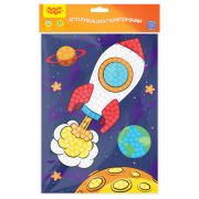 Аппликация помпонами Мульти-Пульти «Космос», 20*28см, с раскраской, европодвес