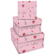 Набор квадратных коробок 3в1, MESHU «Falling in love», (19,5*19,5*11-15,5*15,5*9см)