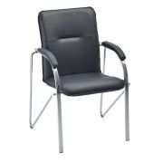 Стул Helmi HL-F04 «Самба М», каркас металл хром, экокожа, черный BOX2