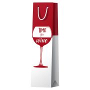 Пакет подарочный 12*36*8,5см ArtSpace «Time for wine. Red», матовое ламинирование, выб. лак, под бутылку