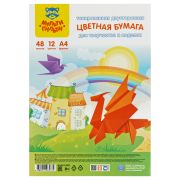 Цветная бумага тонированная А4, Мульти-Пульти, 48л., 12цв., в пакете, «Енот в России»
