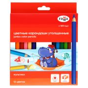 Карандаши цветные Гамма «Мультики», 12цв., с точилкой, утолщенные, заточен., картон, европодвес
