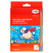 Карандаши цветные Гамма «Мультики», 18цв., супермягкие, увелич. диаметр грифеля 4,0мм, заточен., картон. упак., европодвес