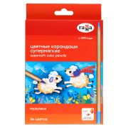 Карандаши цветные Гамма «Мультики», 36цв., супермягкие, увелич. диаметр грифеля 4,0мм, заточен., картон. упак., европодвес