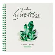 Скетчбук для графики и эскизов 40л., 190*190 Greenwich Line «Crystal. Emerald Stone», на гребне, 160г/м2