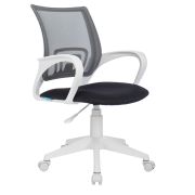 Кресло оператора Helmi HL-M95 R (W695) «Airy», спинка сетка серая/сиденье ткань TW серая, пиастра, пластик белый