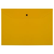 Папка-конверт на кнопке СТАММ А4, 120мкм, пластик, прозрачная, желтая