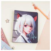 Тетрадь на кольцах А5, 100л., MESHU «Neko», картон, матовая ламинация, тиснение фольгой