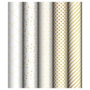 Упаковочная бумага глянц. 70*100см, MESHU «Pattern on white», 80г/м2, ассорти 5 дизайнов