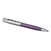 Ручка шариковая Parker «Sonnet Sand Blasted Metal&Violet Lacquer» черная, 1,0мм, поворот., подарочная упаковка