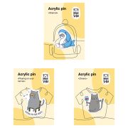 Набор акриловых значков MESHU «Gray cats», прямая УФ-печать, 3шт.