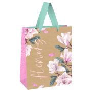 Пакет подарочный 18*23*10см MESHU «Flowers», отд. фольгой, крафт