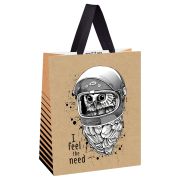 Пакет подарочный 18*23*10см MESHU «Space Owl», выб. лак, крафт