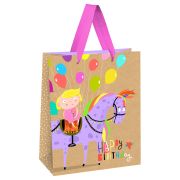 Пакет подарочный 26*32*12см MESHU «Happy Birthday. Unicorn », выб. лак, крафт
