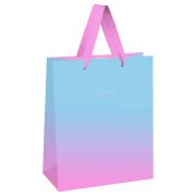 Пакет подарочный 18*23*10см MESHU «Duotone. Light blue-Pink gradient», отд. фольгой, матовая ламинация