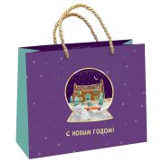 Пакет подарочный 23*18*10см MESHU «Новогодний шар», отд. фольгой, с конфетти