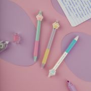 Ручка гелевая стираемая автоматическая MESHU «Sweet paws» синяя, 0,5мм, корпус ассорти, с топпером