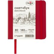 Скетчбук 80л., 120*120 Гамма «Студия», винный, твердая обложка, на резинке, слоновая кость, 140г/м2